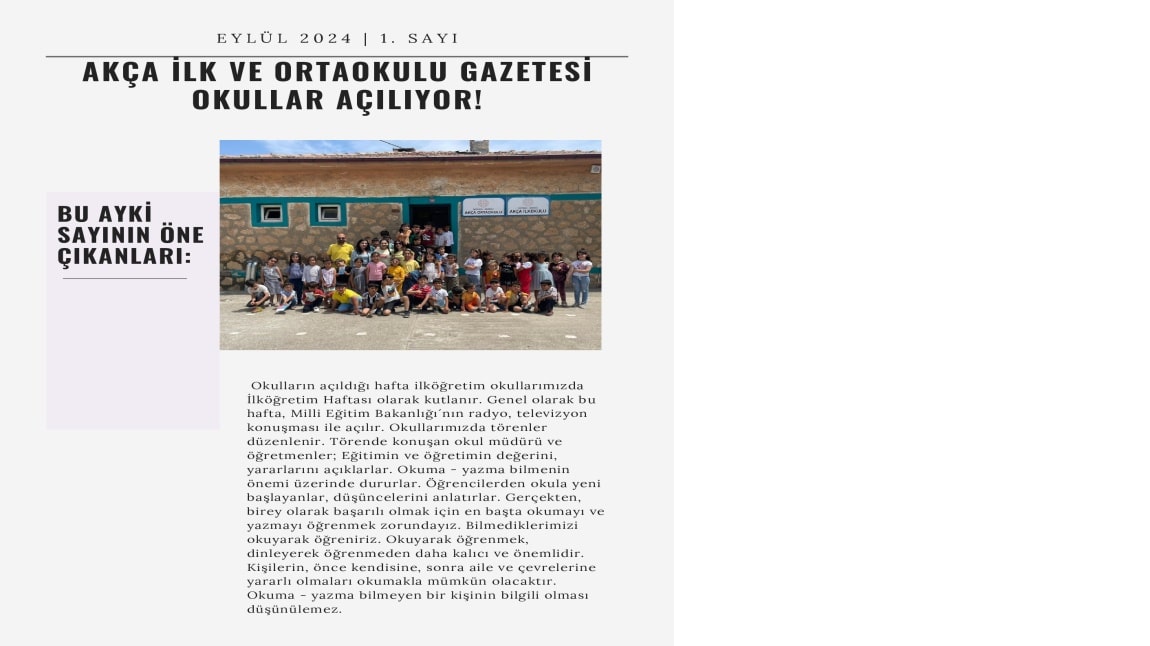 EYLÜL AYI GAZETEMİZ